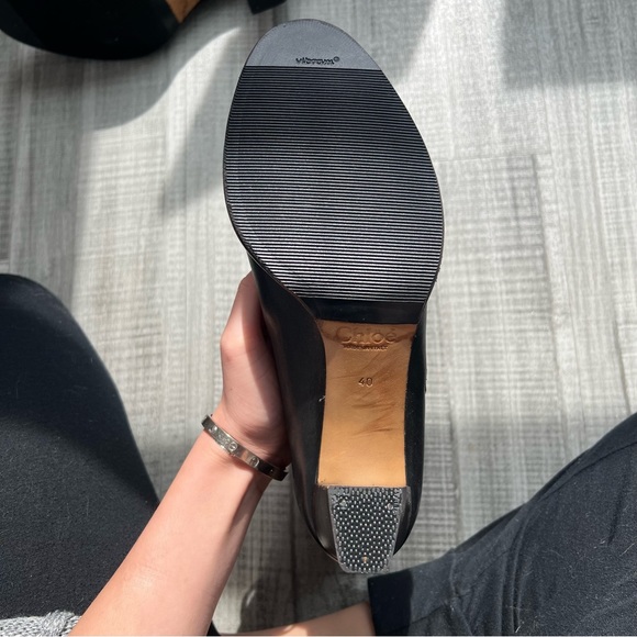 Chloe Black Leather Ankle Boots with Gold Zipper Accent - Picture 6 of 10